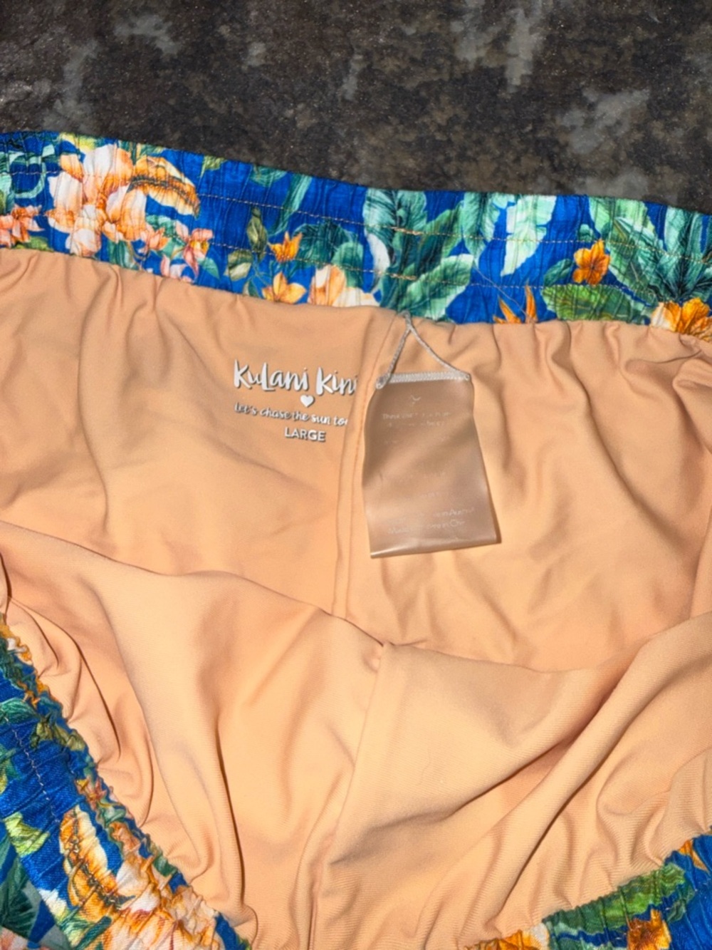 Kulani Kinis Blue Floral Tropical Swim Trunks - Picture 4 of 4